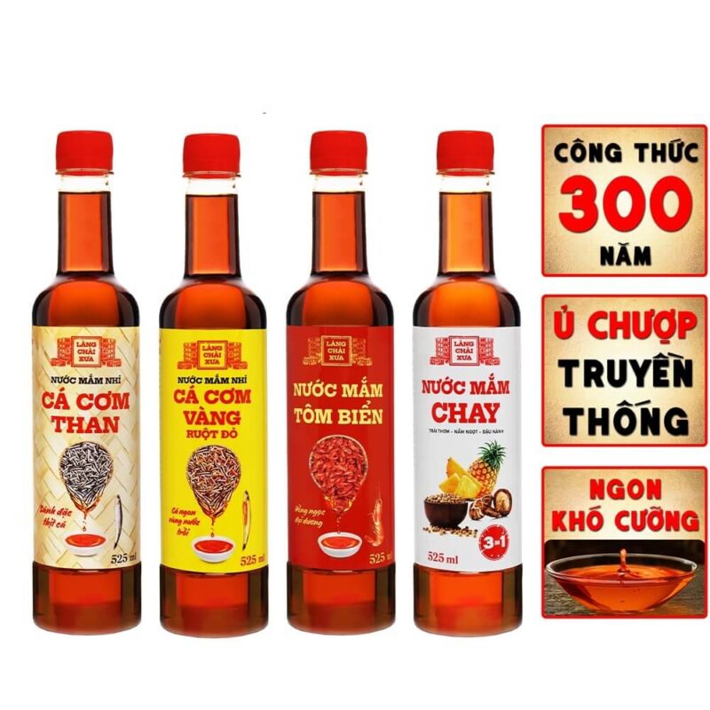 [COMBO 4 CHAI - 4 VỊ] NƯỚC MẮM NHỈ CÁ CƠM THAN, TÔM BIỂN, CÁ CƠM VÀNG RUỘT ĐỎ, CHAY 3 TRONG 1 525ML/CHAI NHỰA