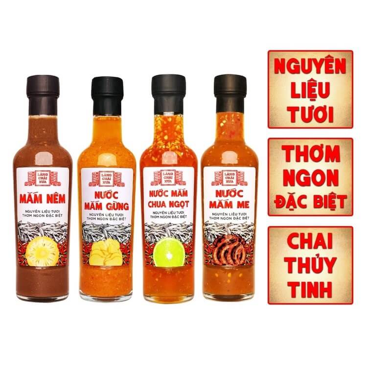 COMBO 4 CHAI NƯỚC CHẤM PHA SẴN (MẮM NÊM, NƯỚC MẮM CHUA NGỌT, NƯỚC MẮM GỪNG, NƯỚC MẮM ME) 300G