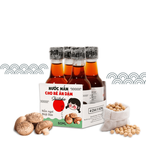 [Lốc 4 chai] Nước mắm shiitake cho bé ăn dặm an toàn 60ml/chai