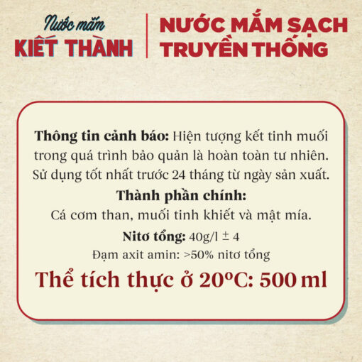 [ QUÀ TẾT 2025 ] Nước mắm Kiết Thành 500ml cốt nhỉ 40 độ đạm nguyên chất - Hình ảnh 2